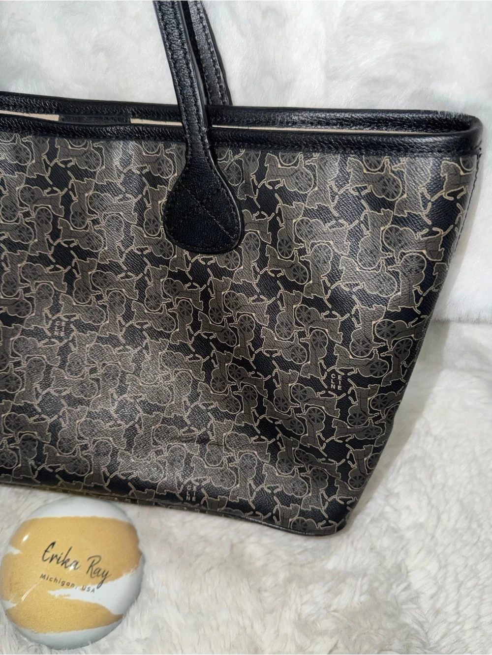 Celine Classic Black Patterned Tote Bag- GOOD CONDITION